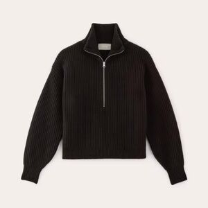 Everlane The Felted Merino Half-Zip Sweater (Black S -- but fits like a XS)